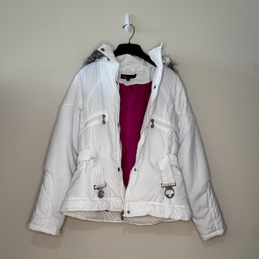 Dollhouse White Puffer Jacket with Pink Lining Girl’s L